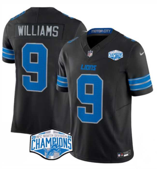 Men%27s Detroit Lions #9 Jameson Williams Black 2024 NFC North Champions F.U.S.E. Vapor Limited Stitched Jersey